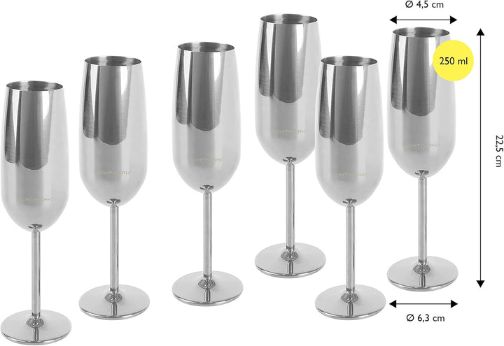 ECHTWERK Sektglas, Champagnerglas, Sektkelche aus Edelstahl, Unzerbrechliche Gläser, Partygläser für