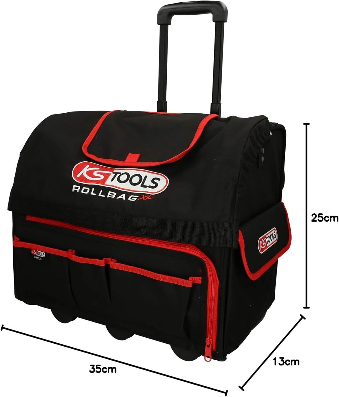 KS Tools 850.0335 ROLLBAG Universal-Werkzeugtasche XL mit Teleskop-Trolly, Rot/Schwarz