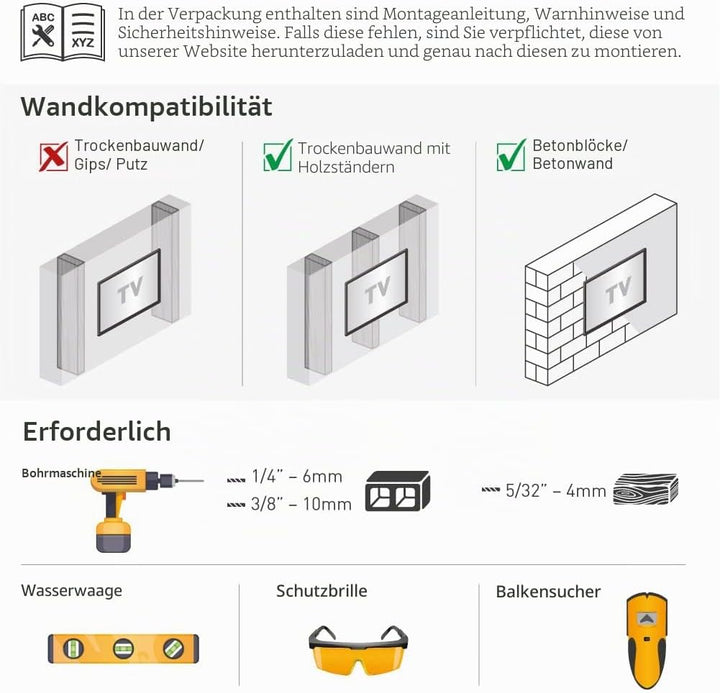 Barkan BM343XL Lange TV Wandhalterung, 13 - 65 Zoll Schwenkbar / Neigbar / Vollbewegung flach &amp; Curv