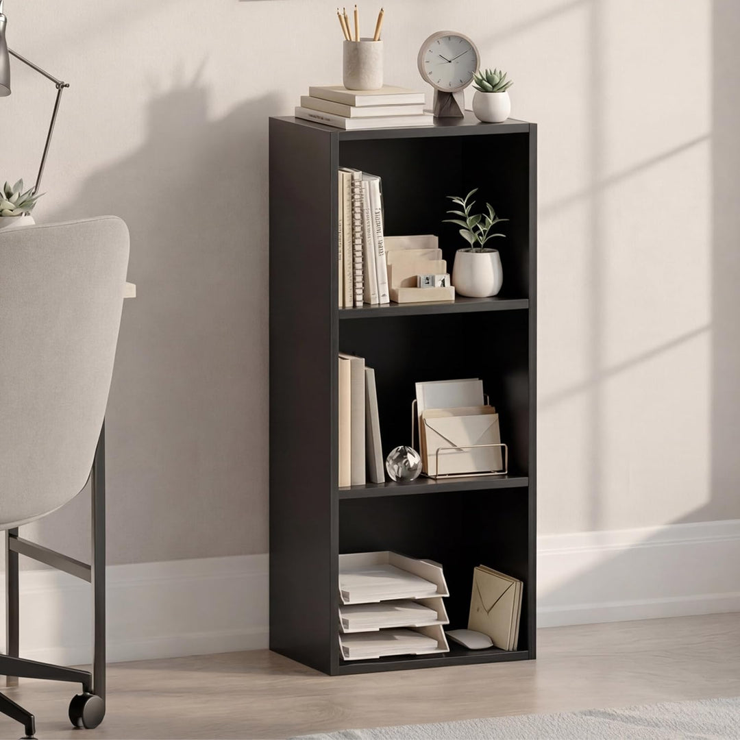 Vida Designs Oxford Bücherregal mit 3 Ebenen, würfelförmig, schwarz, Holz-Regaleinheit für Büro, Woh