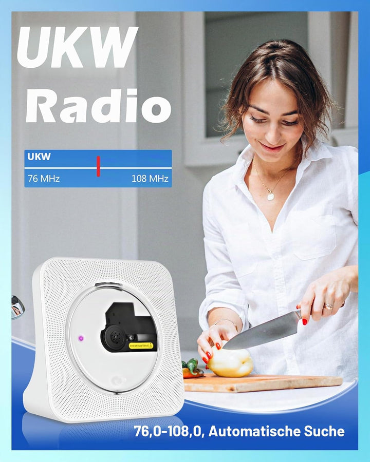Wiederaufladbarer CD-Player Tragbare, Bluetooth CD-Player mit USB, AUX, FM Radio CD Player mit Gutem