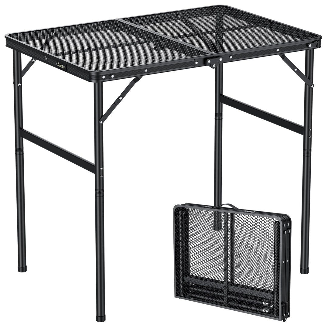 Anbte Campingtisch Grilltisch Metallgitter Tischplatte Höhe Verstellbar Aluminium Rahmen Klapptisch