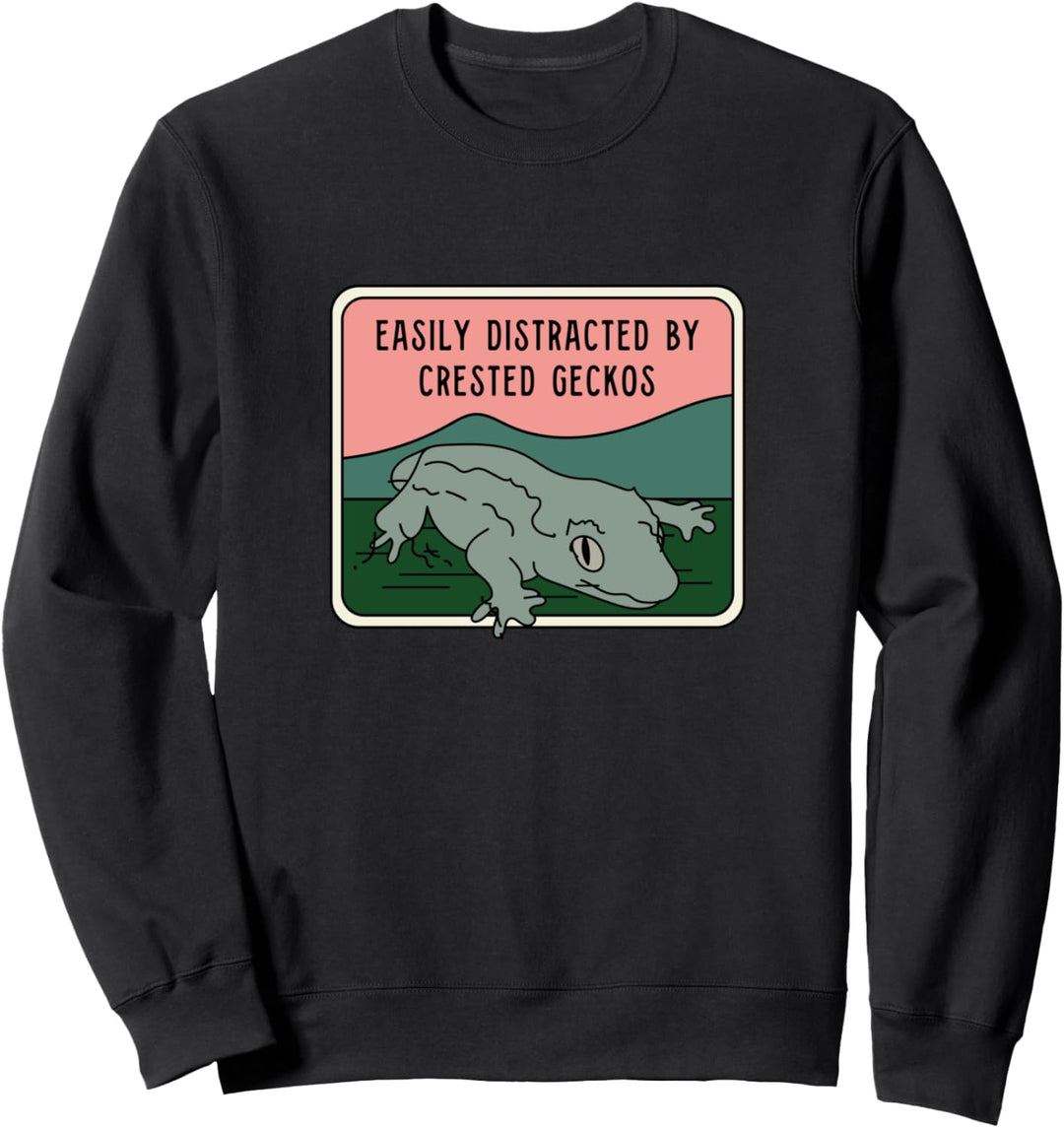 Abgelenkt durch Kammgeckos Exotische Tiere Eidechsen Sweatshirt