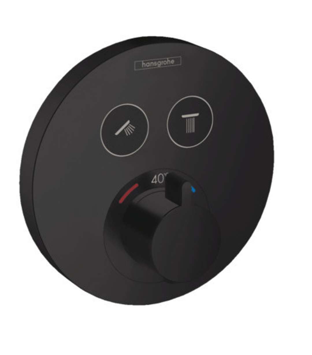 hansgrohe Unterputz Thermostat ShowerSelect S, für 2 Funktionen, Mattschwarz Mattschwarz 2 Funktione