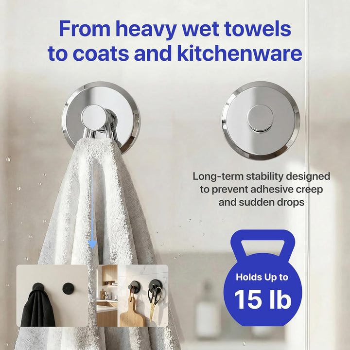 HOME SO Badezimmer-Haken mit Saugnapf-Halterung – abnehmbarer Duschbügel für Handtuch, Bademantel, M