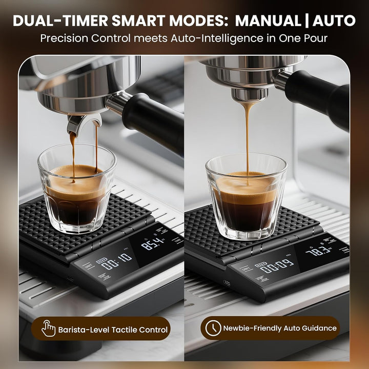 Digital Kaffeewaage Mit Timer, wiederaufladbare Espresso Waage 5 kg/0,1 g Präzisionswaage für Espres