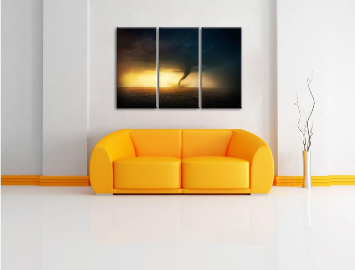 Pixxprint Naturgewalt Tornado 3-Teiler Leinwandbild 120x80 Bild auf Leinwand