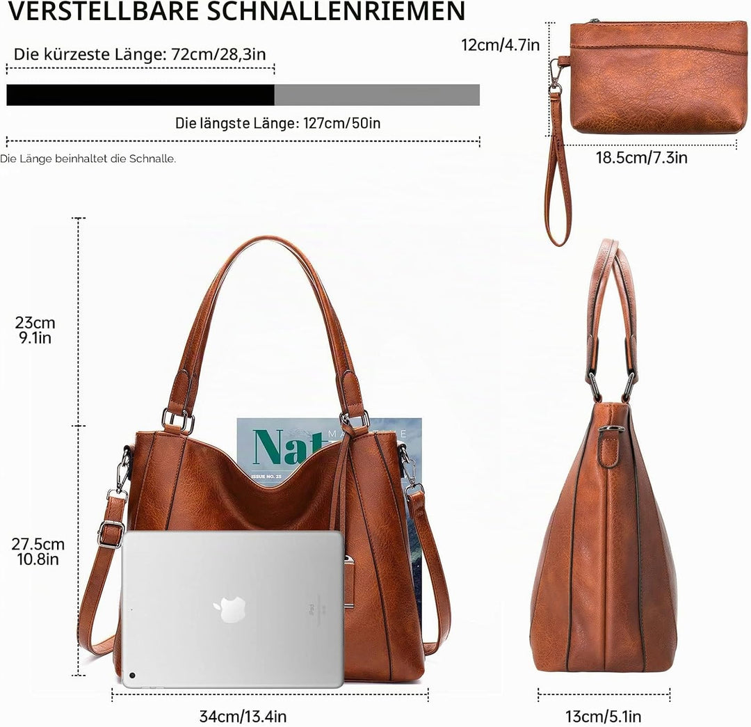 Long Keeper Handtasche Damen Gross - Tote Bag Shopper Damen Leder Umhängetasche Damen Schultertasche