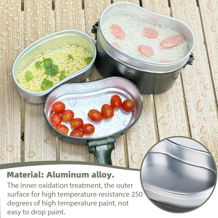 Bundeswehr Essgeschirr, Hitzebeständig Camping Kochgeschirr Outdoor mit Faltbarer Messer, Gabel und