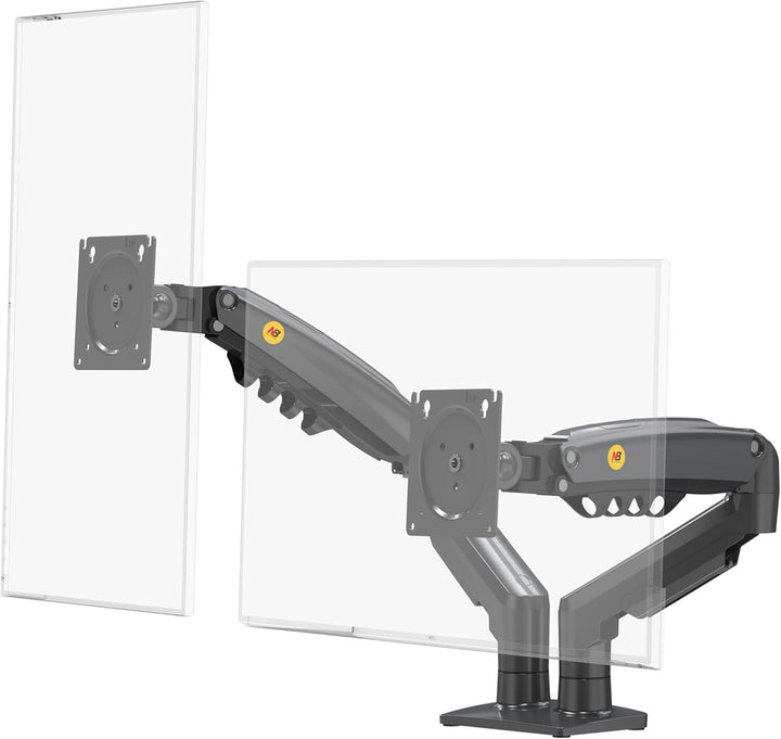 Ergosolid Desktop-Halterung für 2 PC-Bildschirme (17-27 Zoll), verstellbar in Mehreren Achsen, Drehg