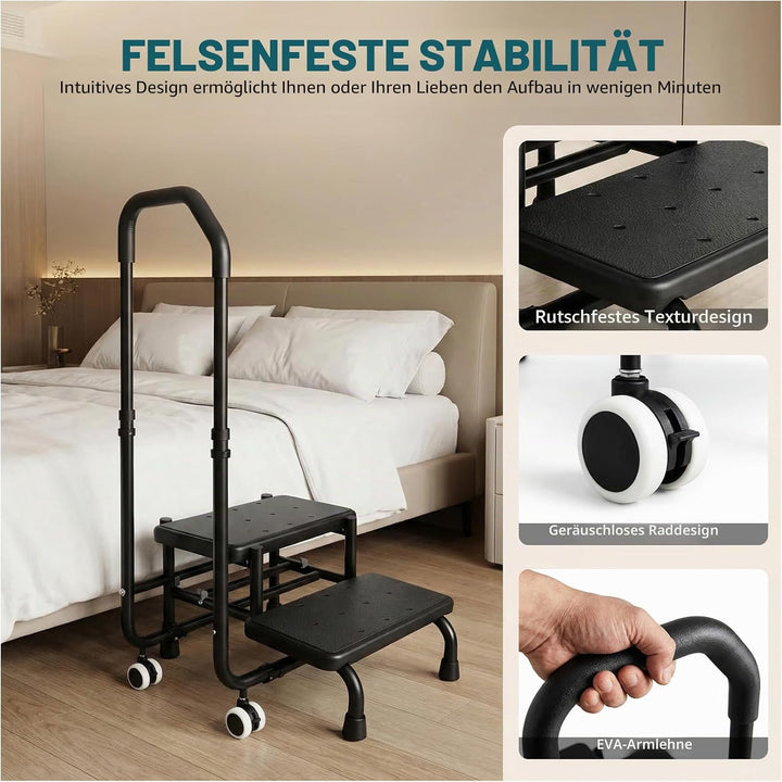 Tritthocker mit Haltegriff - Badewannenstufe mit Haltegriff, 5 Höhen von 95 cm bis 105 cm, Tragfähig