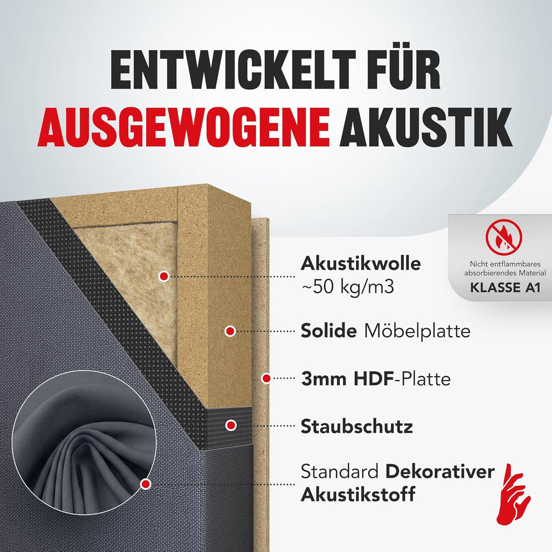 Addictive Sound Schalldämmung Wand 100x50x11cm Standard - Akustikpaneele Wand - Schallabsorber Wand