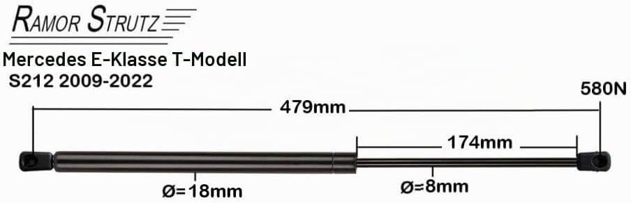 2x Gasfeder Dämpfer Heckklappe Kompatibel mit Mercedes E-Klasse T Model S212 2009-2016. Gasdruckfede