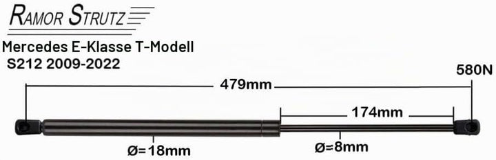 2x Gasfeder Dämpfer Heckklappe Kompatibel mit Mercedes E-Klasse T Model S212 2009-2016. Gasdruckfede