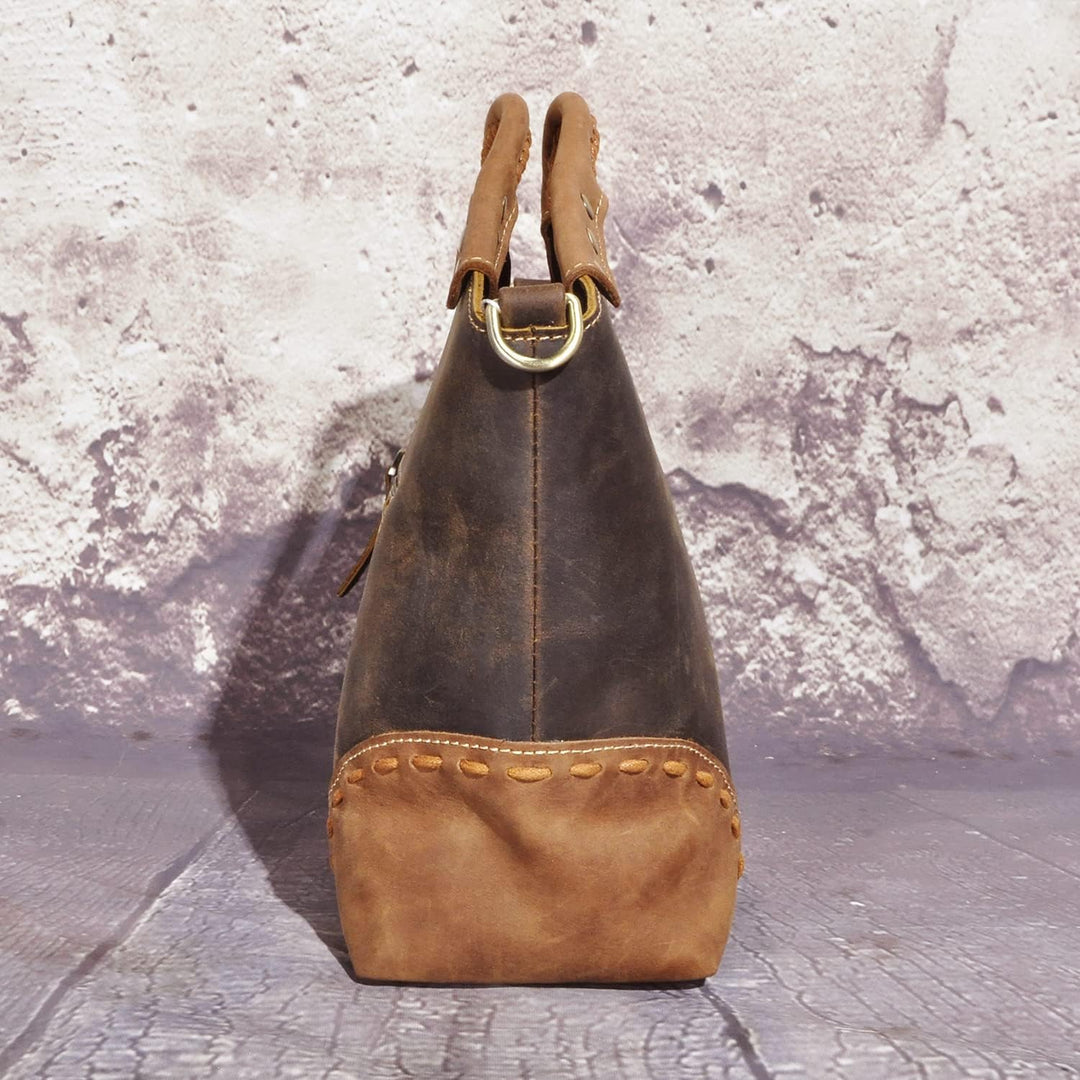 Le'aokuu Womens Echte echte Leder -Vintage -Schulterhandtaschen Crossbody Messenger Tasche Satchel G