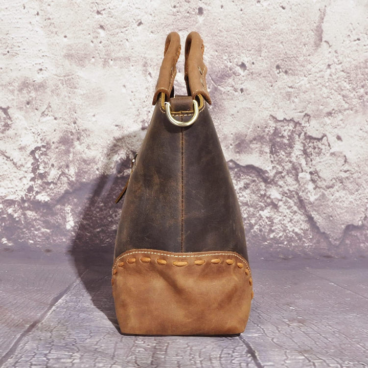 Le'aokuu Womens Echte echte Leder -Vintage -Schulterhandtaschen Crossbody Messenger Tasche Satchel G