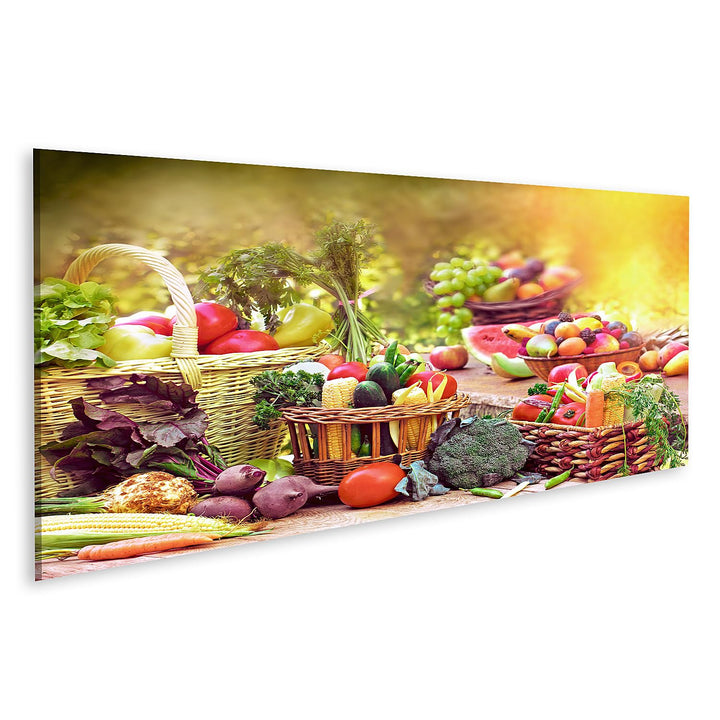 islandburner Bild auf Leinwand Frisches Bio Obst Und Gemüse Küchenbild Bilder Wandbilder Poster Lein