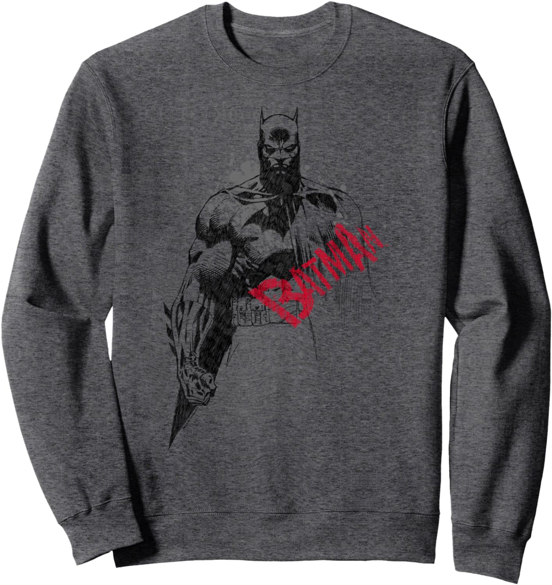 Batman Sketch Bat Red Logo Sweatshirt