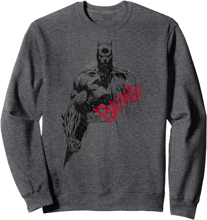 Batman Sketch Bat Red Logo Sweatshirt