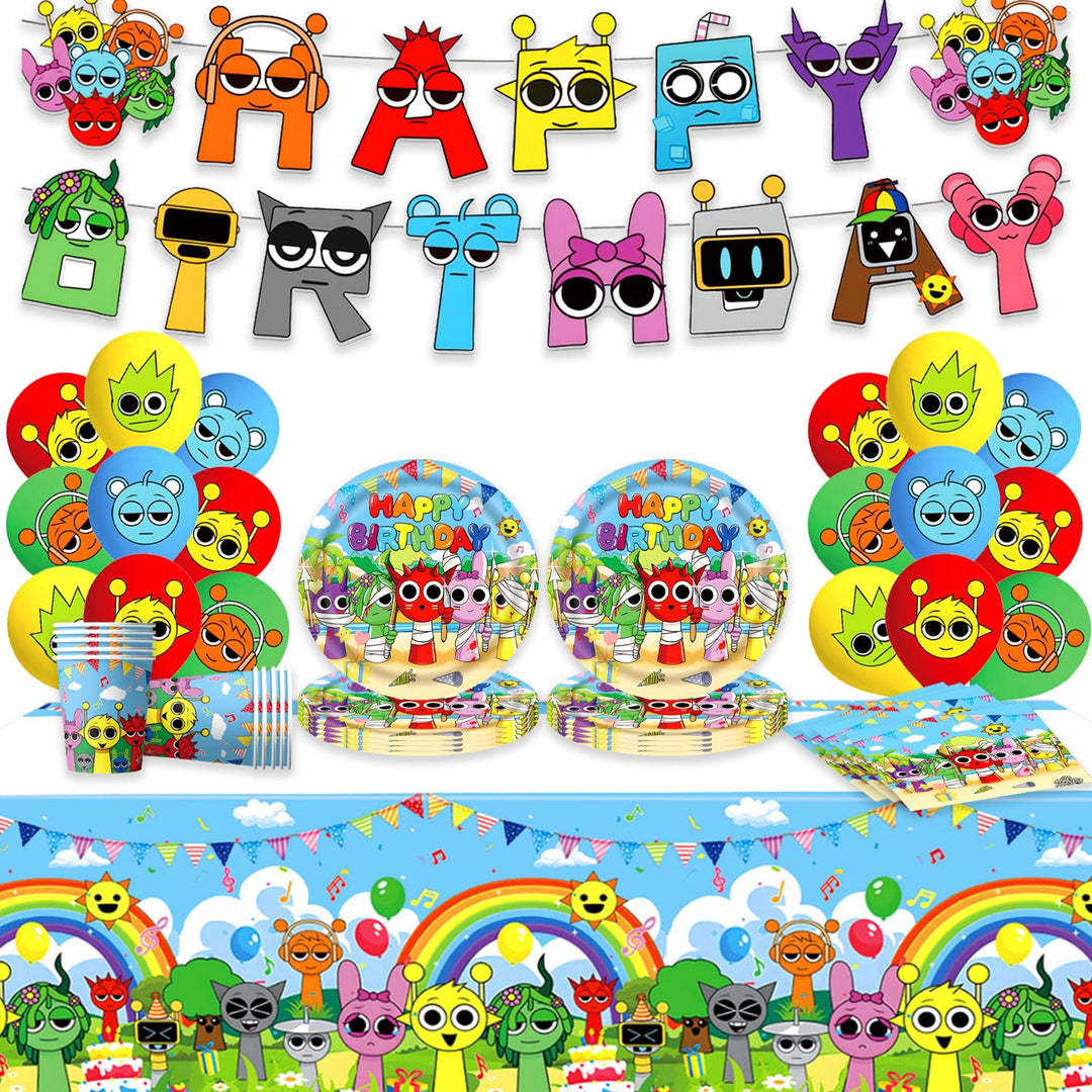 Cartoon Partygeschirr Set, Incredibox Kindergeburtstag Party Pappteller Set, sprunki Kindergeburtsta