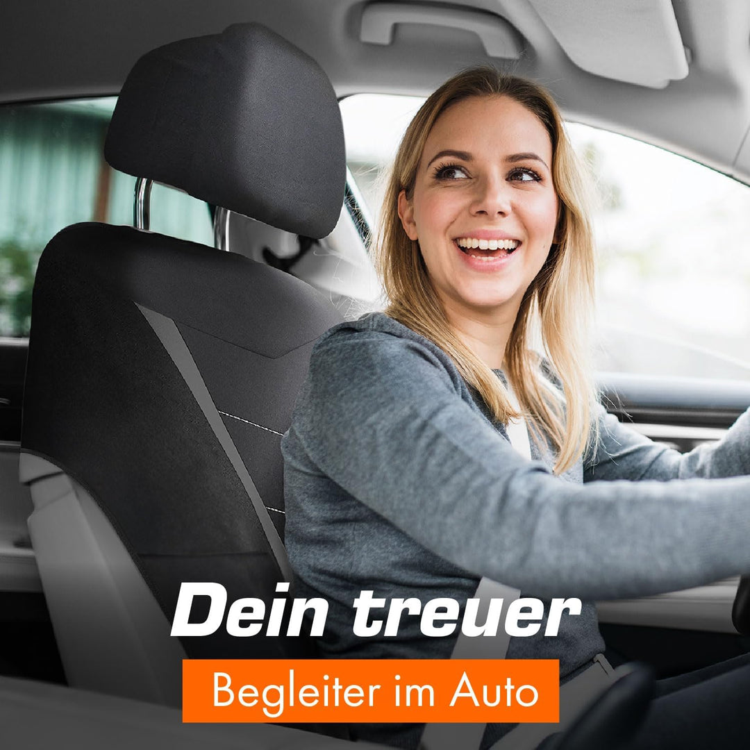 Upgrade4cars Auto-Sitzbezüge Set Universal Grau | Auto-Schonbezüge Vordersitze &amp; Rückbank | Auto-Sit