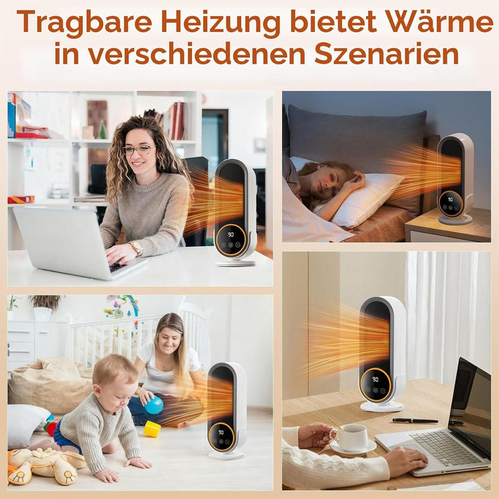 Journeyside 1200W Heizlüfter PTC, Keramikheizung Heizlüfter mit 2 Temperatureinstellungen, 30/60/90