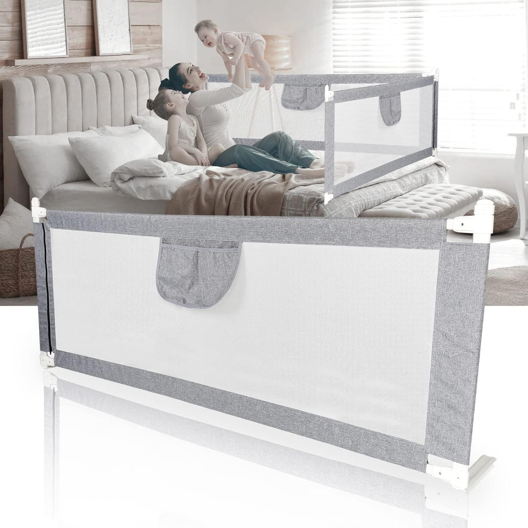 SWANEW Bettgitter 180 cm Bettschutzgitter Kinderbettgitter für Kinder Babybettgitter Klappbar, Tragb