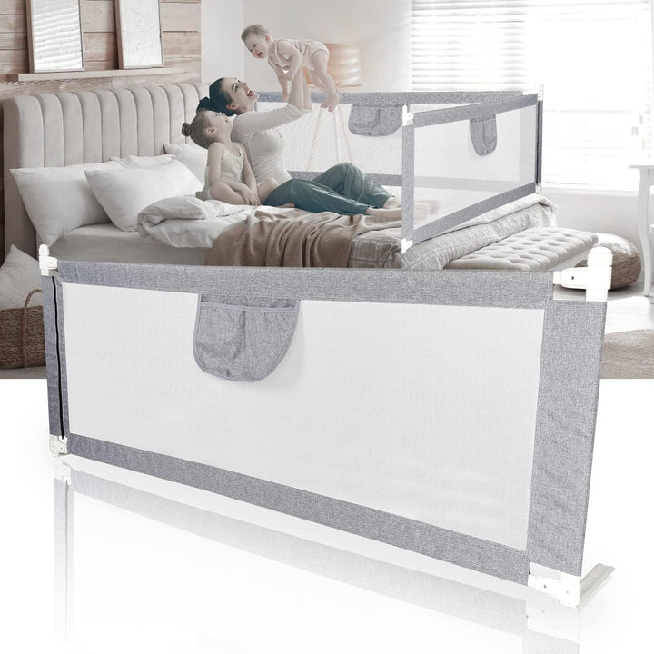 SWANEW Bettgitter 180 cm Bettschutzgitter Kinderbettgitter für Kinder Babybettgitter Klappbar, Tragb