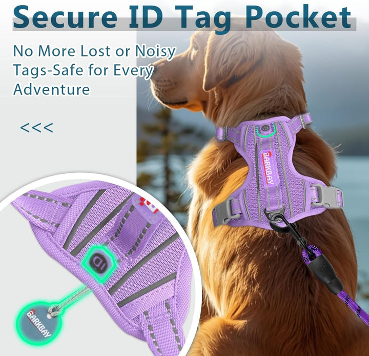 BARKBAY Hundegeschirr, kein Ziehen, mit Tasche für ID-Tag, strapazierfähig, reflektierend, einfache