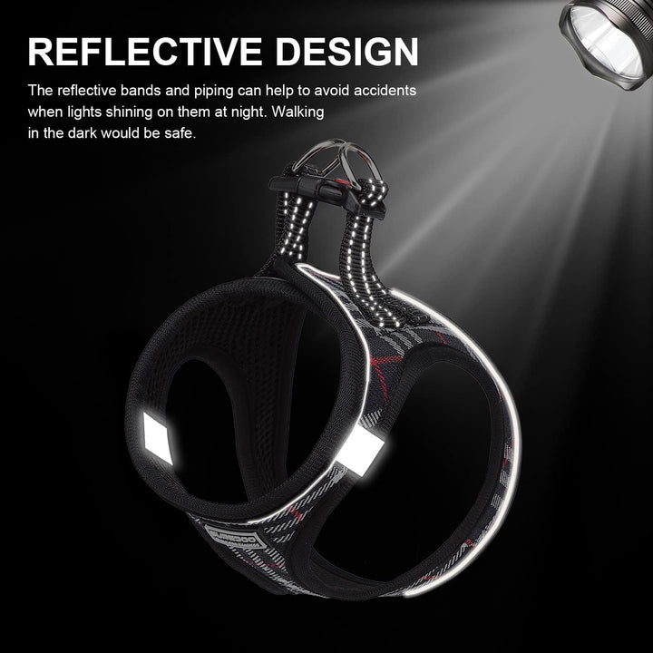 Suredoo Hundegeschirr Kleine Hunde mit Leine, Anti Zug Geschirr Reflektierend Atmungsaktiv Brustgesc