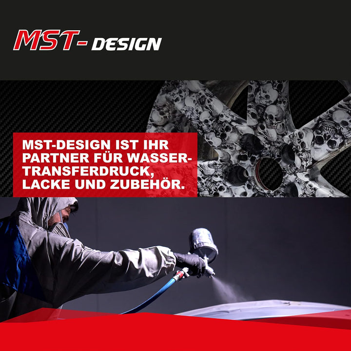 MST-DESIGN Wassertransferdruck Folie I Starter Set Klein I WTD Folie + Dippdivator/Aktivator + Zubeh