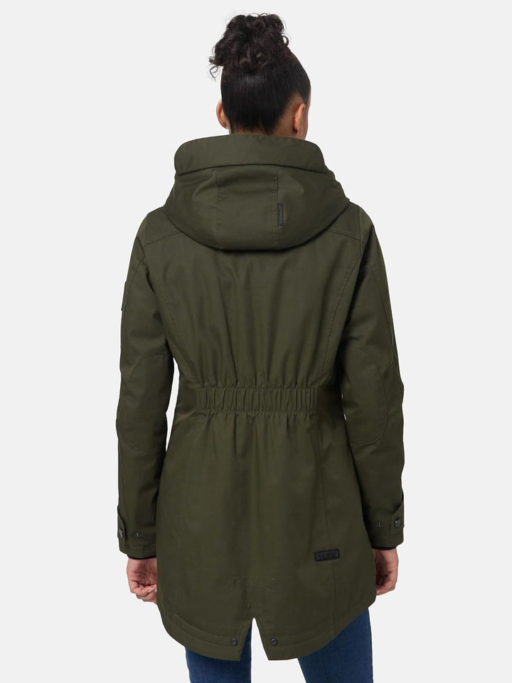 Navahoo Damen Übergangsjacke warmer Kurzmantel Regenjacke wasserdicht mit Kapuze Brinjaa XS-XXL XS D