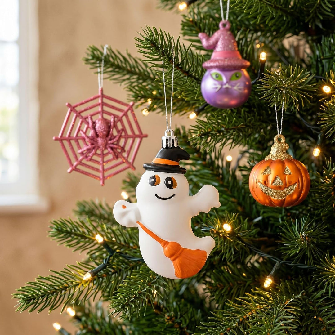 Valery Madelyn 40 Stücke Halloween Kugeln Ornamente (Rosa, Grün) | Freche Dekorative Bruchsichere Ha