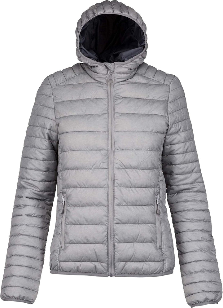 Kariban | K6111 Leichte Damen Kapuzen Steppjacke, Grösse:XXL, Farbe:Marl Silver