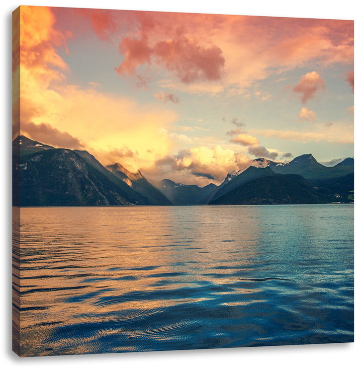 Pixxprint eine schöne Landschaft im Norden, Format: 70x70 auf Leinwand, 70x70