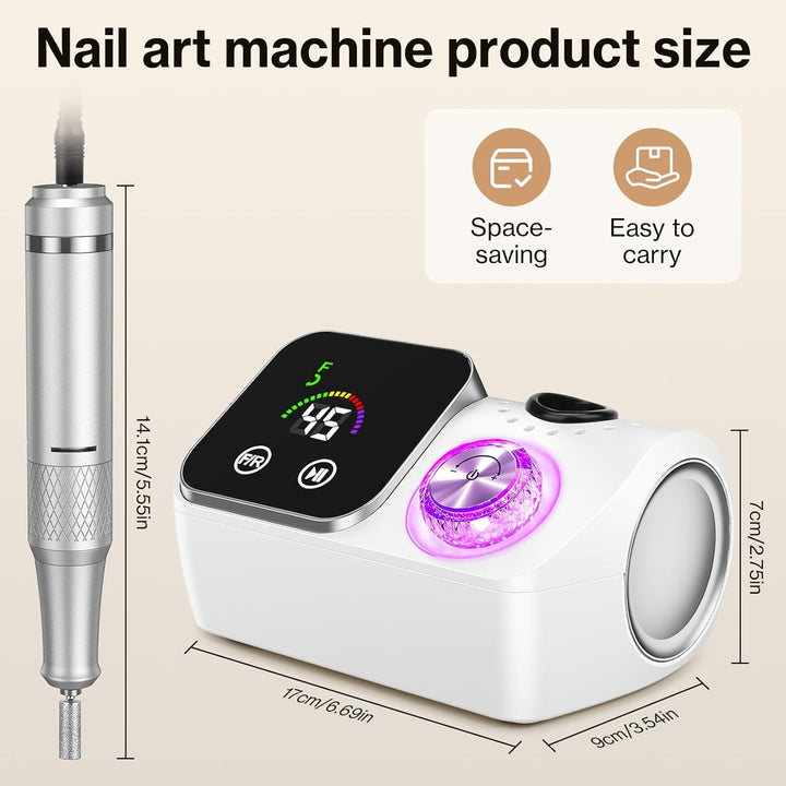 Elektrischer Nagelfeile Nagelfräser für Gelnägel, 45000 U/min Nagelfräser Professioneller mit LCD-An