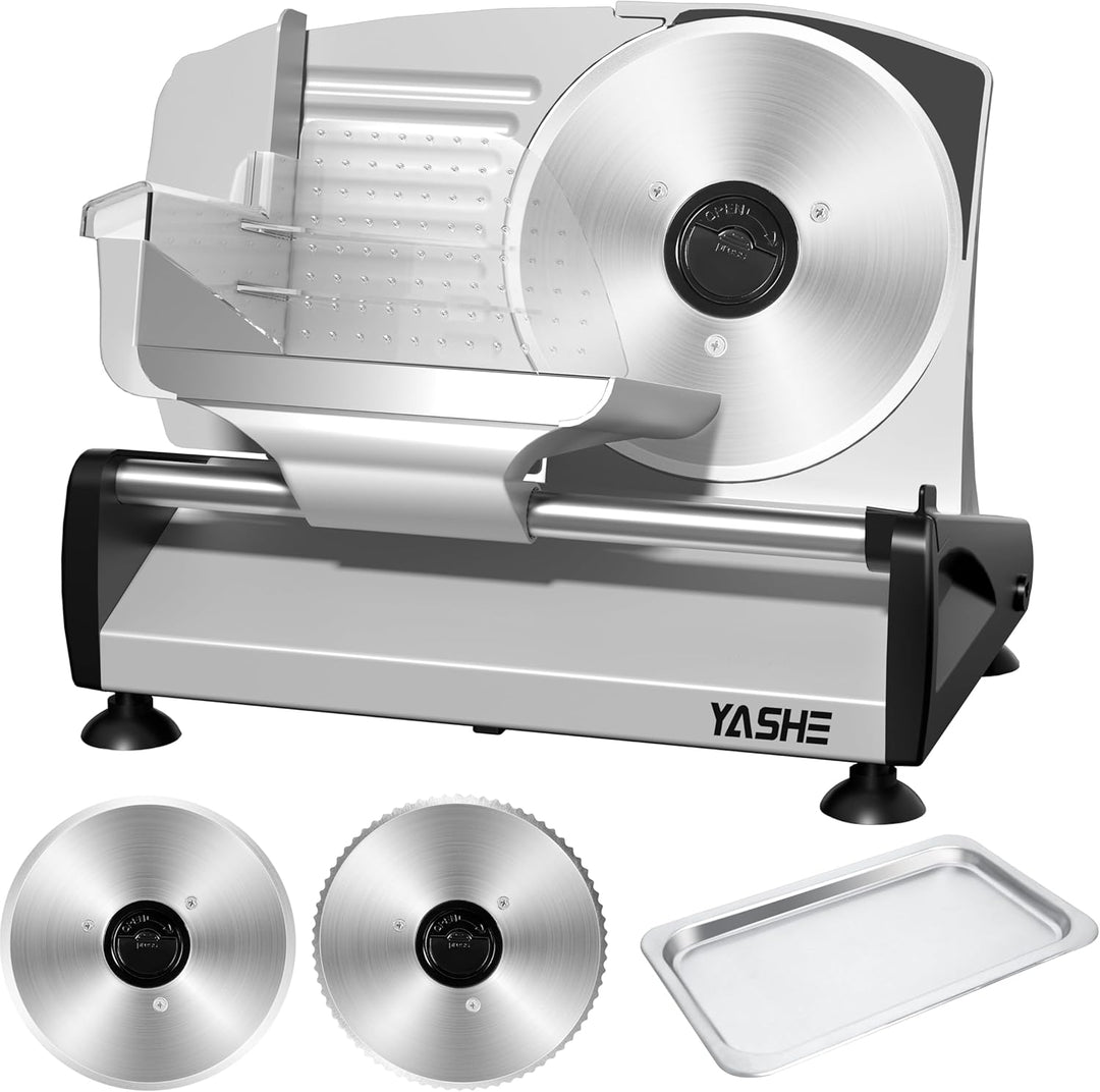 YASHE Allesschneider Mit Leisem DC-Motor 200W, Elektrischer Aufschnittschneider Mit Abnehmbaren 19CM