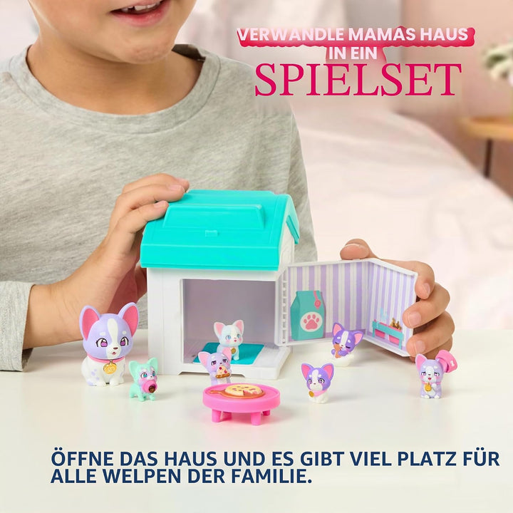 Little Live Pets Mama Surprise Families – Mamas Hütte-Packung, Bulldogge & Spaniel, 2 Hütten & Welpe