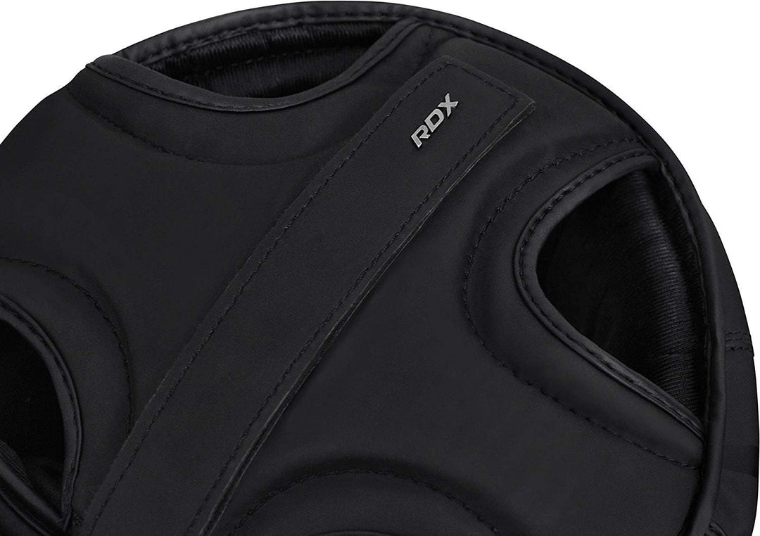 RDX NIOR Kopfschutz Boxen, Maya Hide Leder, Kickboxen MMA Kampfsport Schwarz Kopfschützer Thaiboxen