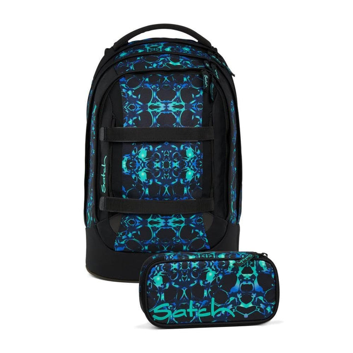 Satch pack Schulrucksack Set 2tlg. inkl. Schlamperbox (Caleido Blue), Caleido Blue