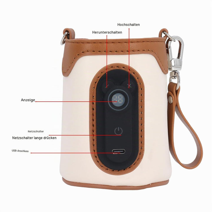 Flaschenwärmer Hülle, Babyflaschenwärmer Tasche, USB Betrieben 26 Gänge Temperatureinstellbarer Trag