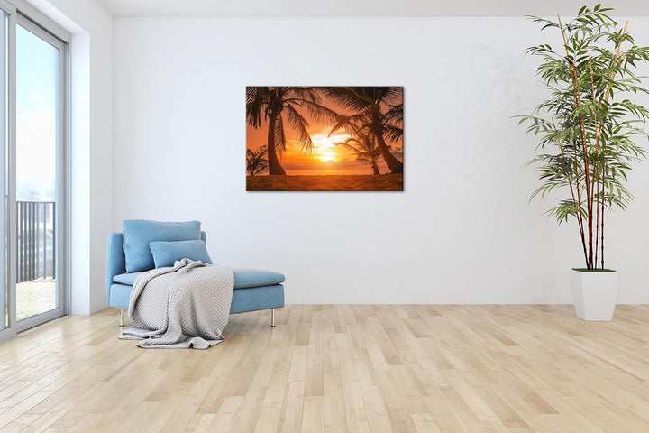 deyoli Sonnenuntergang Format: 80x60 cm als Leinwandbild, Motiv fertig gerahmt auf Echtholzrahmen, H