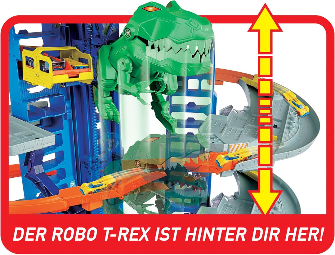 Hot Wheels City Robo T-Rex Ultimate Garage Multi-level multi-play mode Stores 100 plus 1:64 scale ca