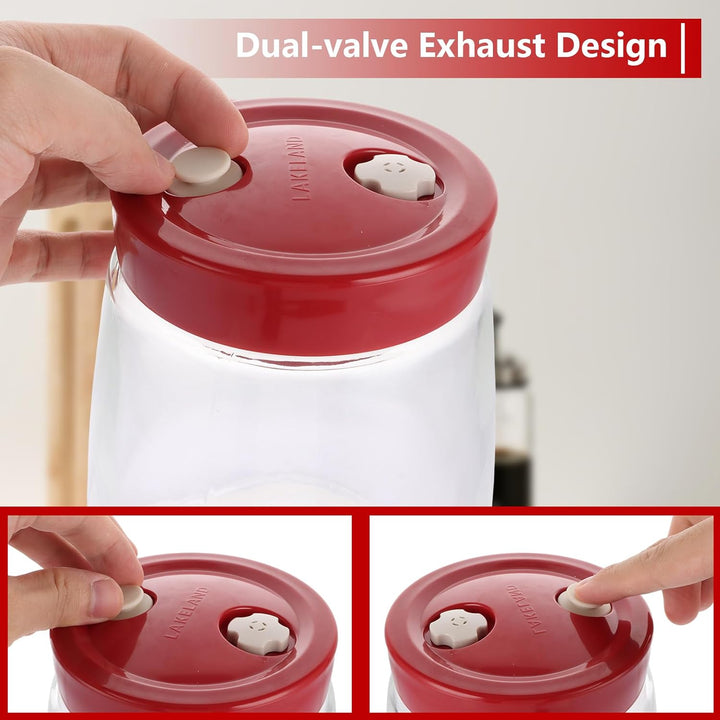 4 Stück Fermentierglas, 1.4 L Gärglas mit Entlüftungsventil, Transparent Kimchi Behälter, Kimchi Con