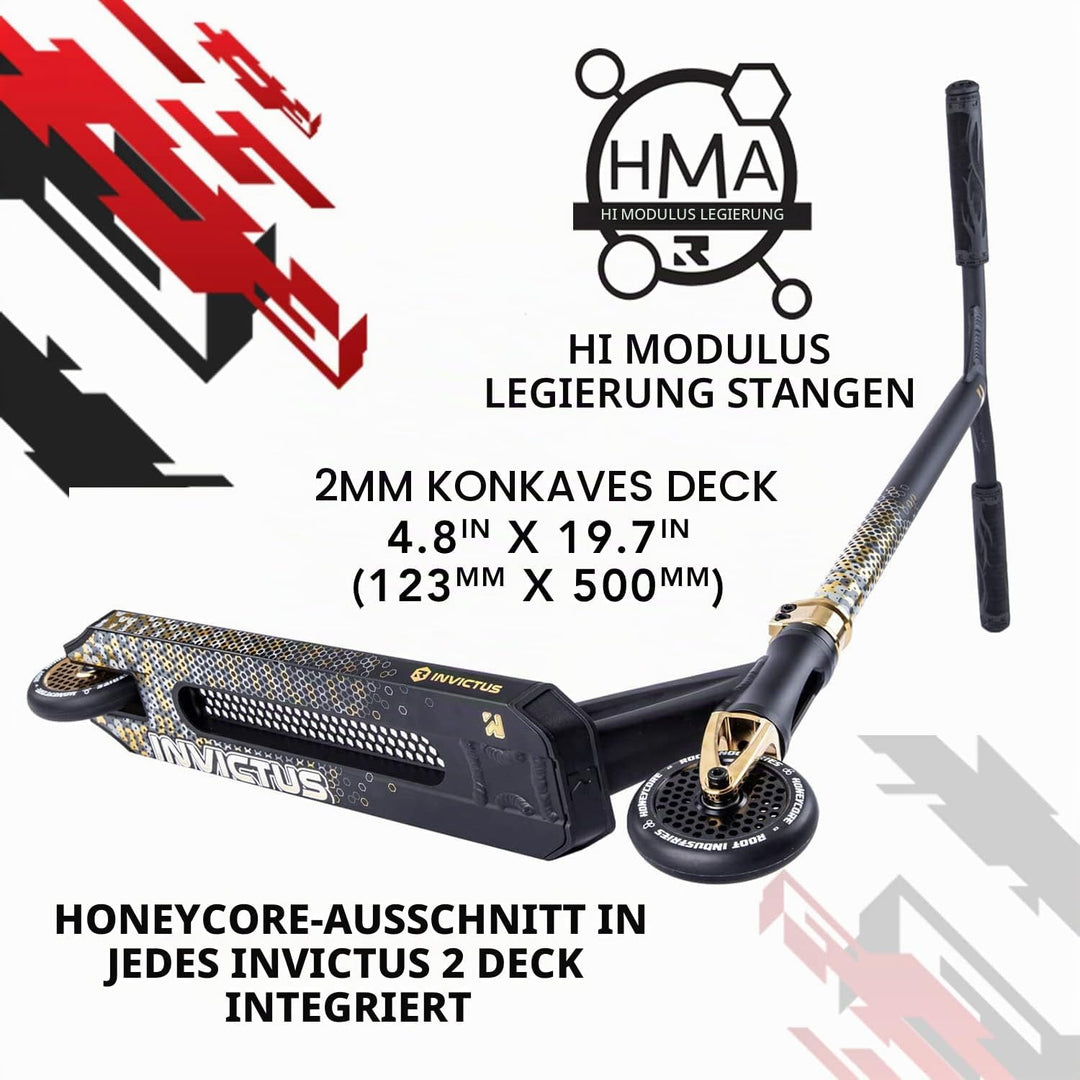 Root Industries Unisex – Erwachsene Invictus Signature Scooter Einheitsgrösse Black/Gold, Einheitsgr