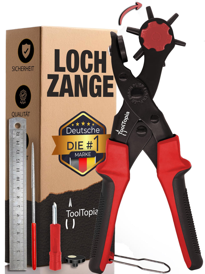 Lochzange für Leder [KOMPLETTSET], Locheisen | Lochstanzer als Leder Werkzeug, Papier, Gürtel Locher