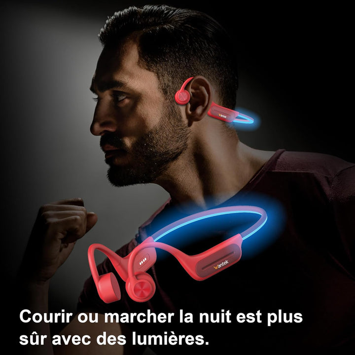 Wantek Open Ear Knochenschall Kopfhörer Bluetooth 5.3, Kabellos IP68 Wasserdicht mit Lange Akkulaufz