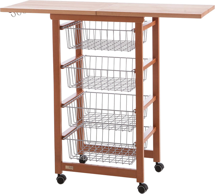 ARREDAMENTIITALIA Arredamenti Italia Küchenwagen GASTONCINO, Holz - 4 Körbe - Aufklappbar - Farbe: K