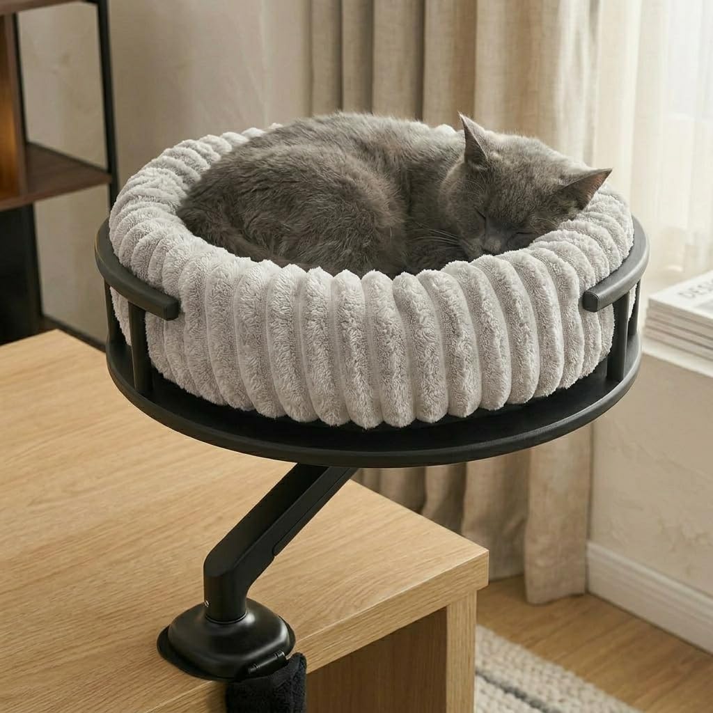 Katzenbett LEVI | Katzenbett Schreibtisch | Katzenplattform | Für Tische und Fenstersims | Inkl. 2 B