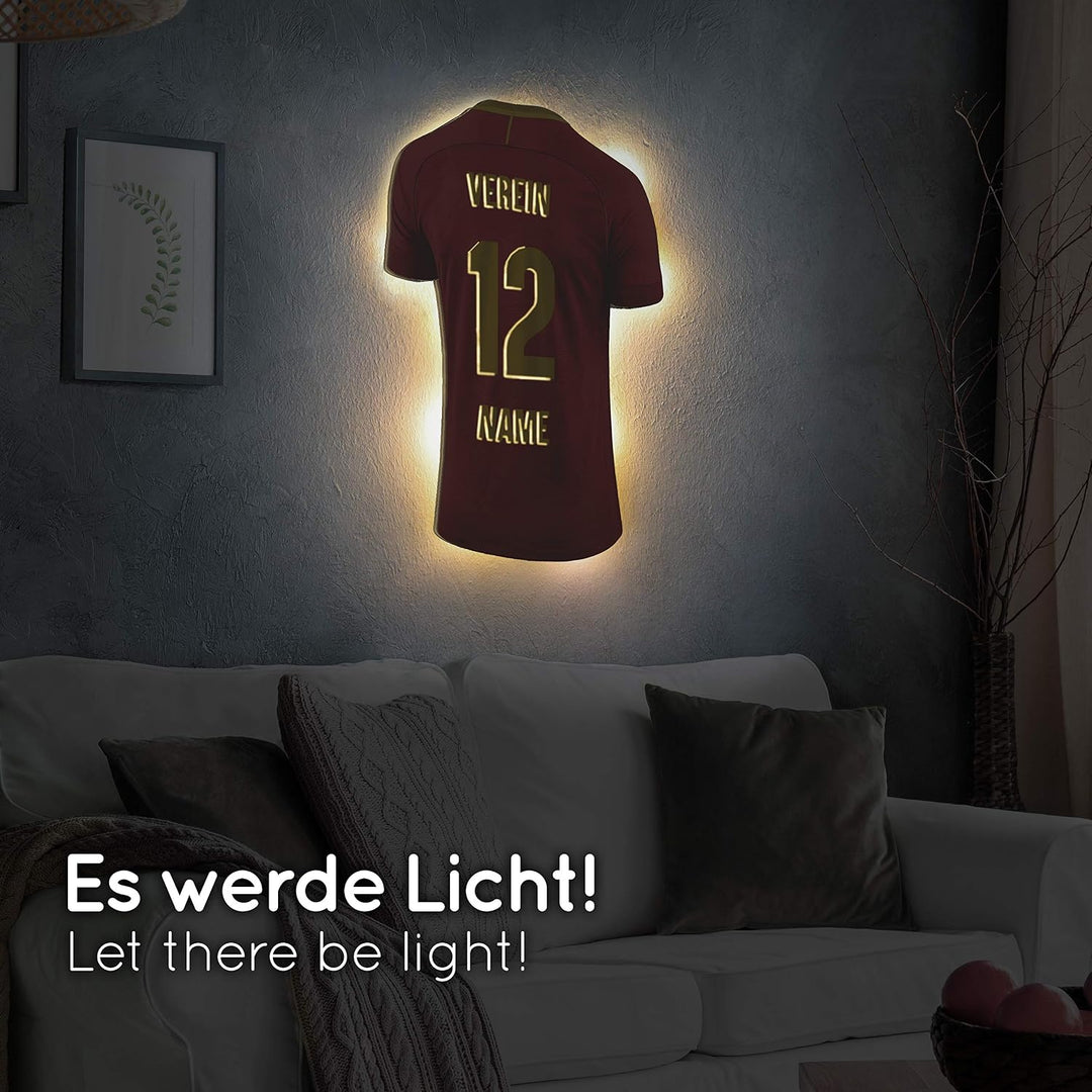 Elbeffekt Trikotlampe für Spanien Fans aus Holz - personalisierbares Geschenk - schenke Dein individ